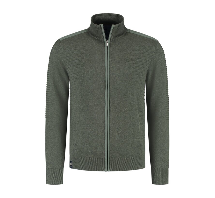 Cardigan Vest Horizontal Ribs At Sides Green (52.1117 - 173)