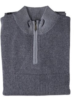 Fellows United Half Zip Pullover Plated Tuck Knit Mid Blue (52.1120 - 116)