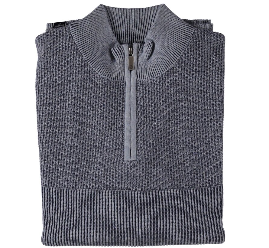 Fellows United Half Zip Pullover Plated Tuck Knit Mid Blue (52.1120 - 116)