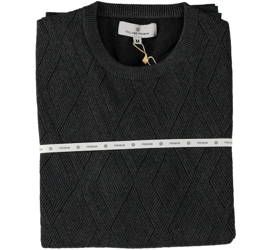 Fellows United Pullover Premium Crew Neck Argyle Struct. Mid Grey (52.1150 - 121)