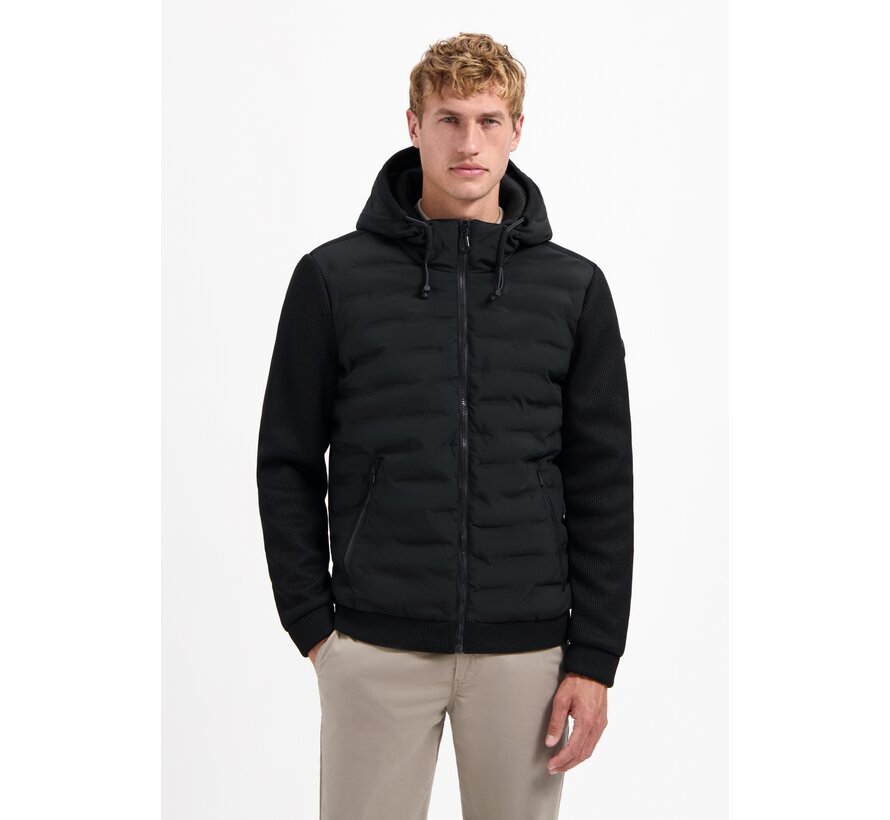 Jacket Short Fit Sealed Hooded Knitted Mix Black (29630819SN - 020)