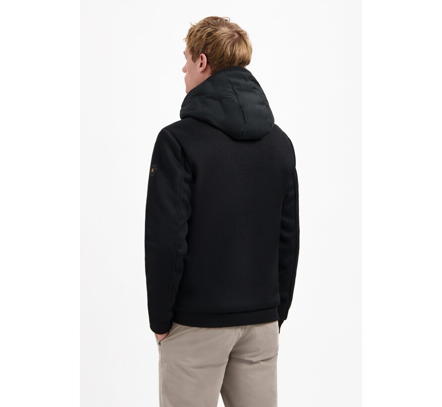 No Excess Jacket Short Fit Sealed Hooded Knitted Mix Black (29630819SN - 020)