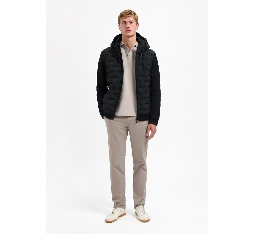 Jacket Short Fit Sealed Hooded Knitted Mix Black (29630819SN - 020)