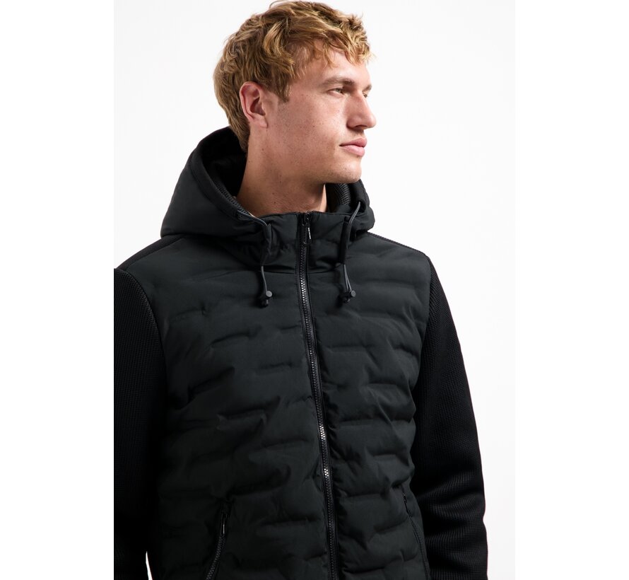 No Excess Jacket Short Fit Sealed Hooded Knitted Mix Black (29630819SN - 020)