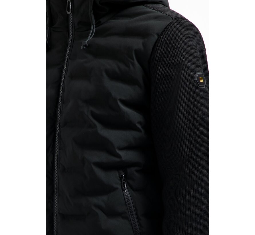 No Excess Jacket Short Fit Sealed Hooded Knitted Mix Black (29630819SN - 020)