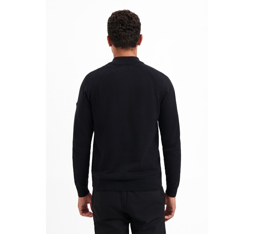 Pullover Half Zip High Collar Solid Black (29230967SN - 020)