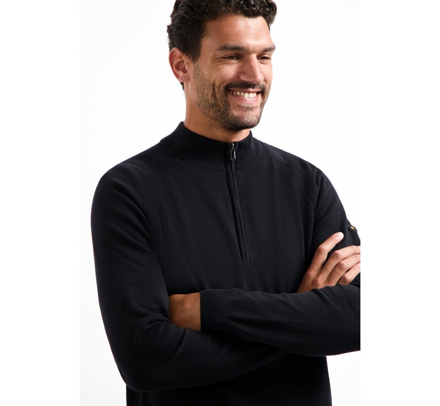 Pullover Half Zip High Collar Solid Black (29230967SN - 020)