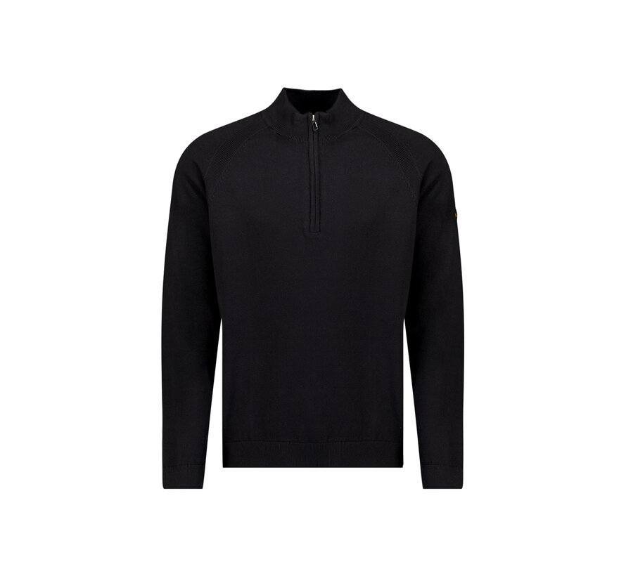Pullover Half Zip High Collar Solid Black (29230967SN - 020)