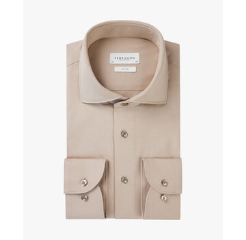 Profuomo Overhemd Single-Jersey Knitted Shirt Beige (PP2H00005E)