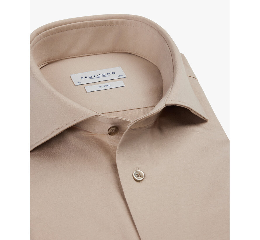 Profuomo Overhemd Single-Jersey Knitted Shirt Beige (PP2H00005E)