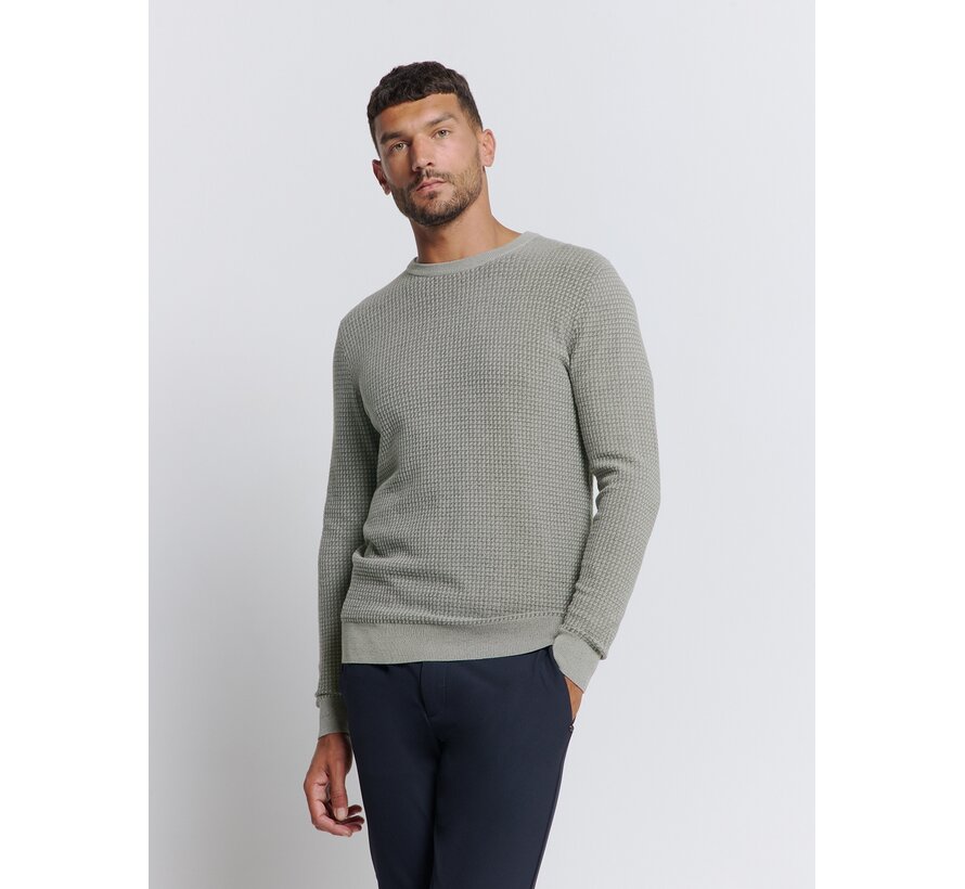 No Excess Pullover Crewneck 2 Coloured Waffle Jacquard Grey (26211112 - 021)