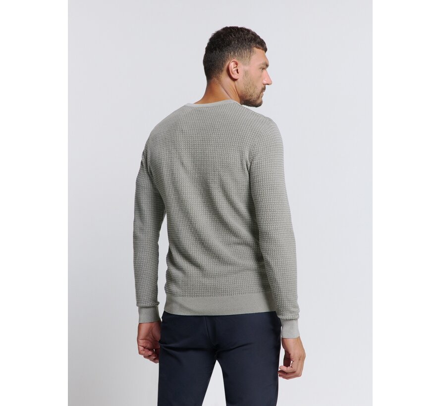 No Excess Pullover Crewneck 2 Coloured Waffle Jacquard Grey (26211112 - 021)