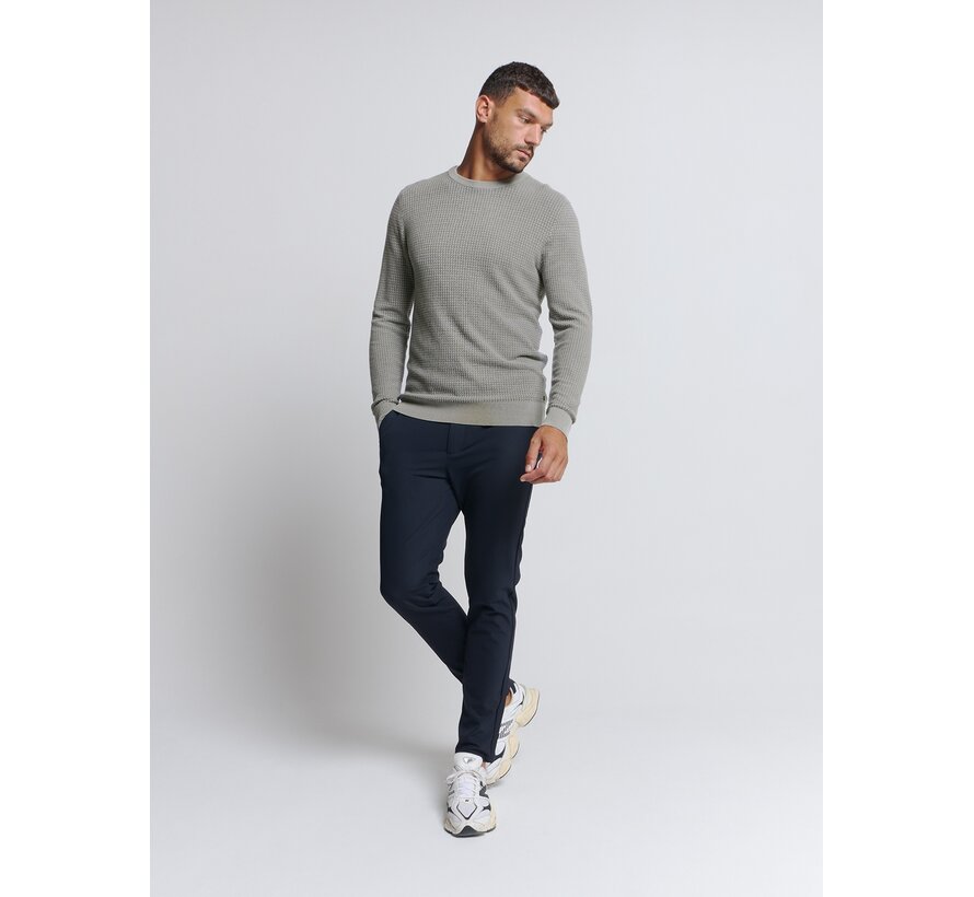 Pullover Crewneck 2 Coloured Waffle Jacquard Grey (26211112 - 021)