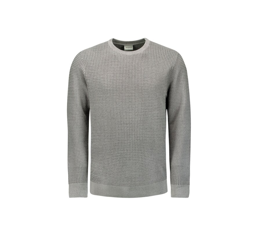Pullover Crewneck 2 Coloured Waffle Jacquard Grey (26211112 - 021)