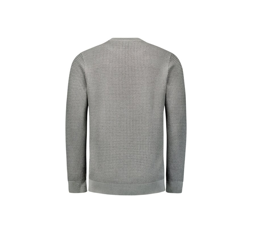 Pullover Crewneck 2 Coloured Waffle Jacquard Grey (26211112 - 021)