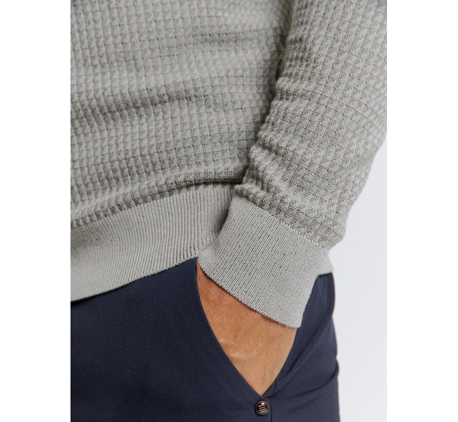 No Excess Pullover Crewneck 2 Coloured Waffle Jacquard Grey (26211112 - 021)