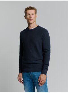 No Excess No Excess Pullover Crewneck 2 Coloured Waffle Jacquard Blueberry (26211112 - 098)