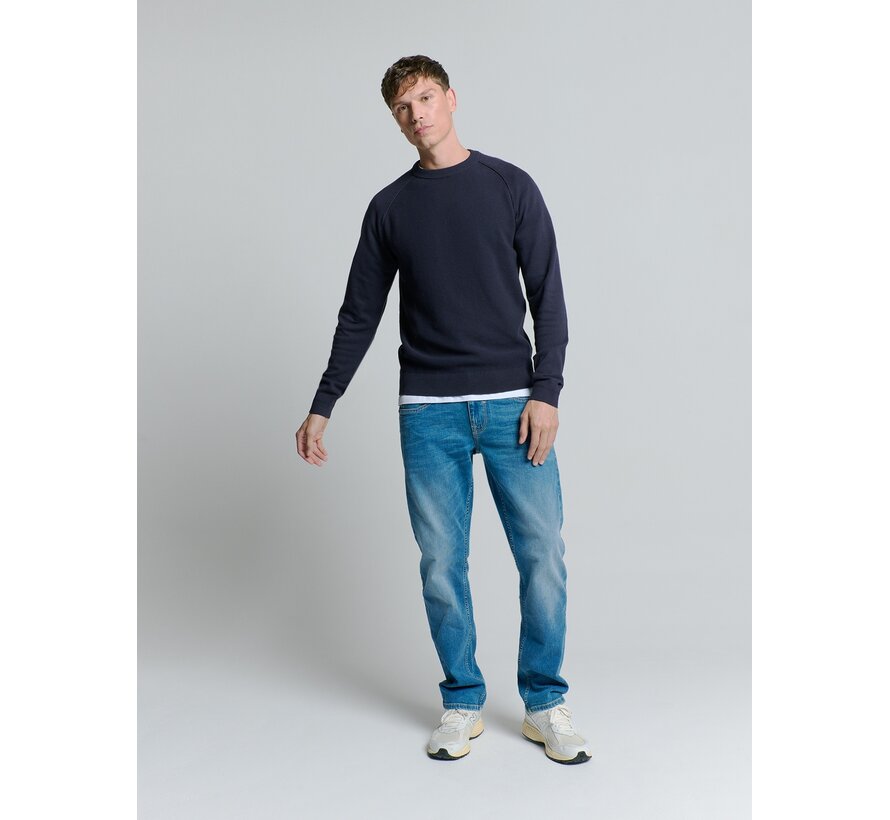 Pullover Crewneck Solid Relief Knit Blueberry (26231104 - 098)