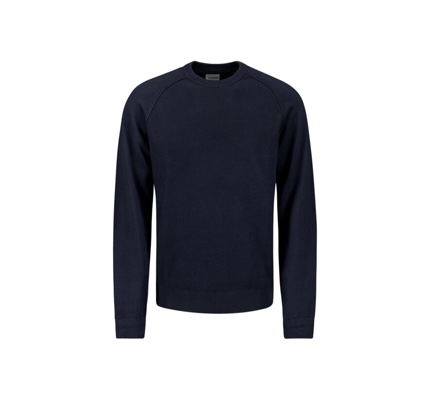 No Excess Pullover Crewneck Solid Relief Knit Blueberry (26231104 - 098)
