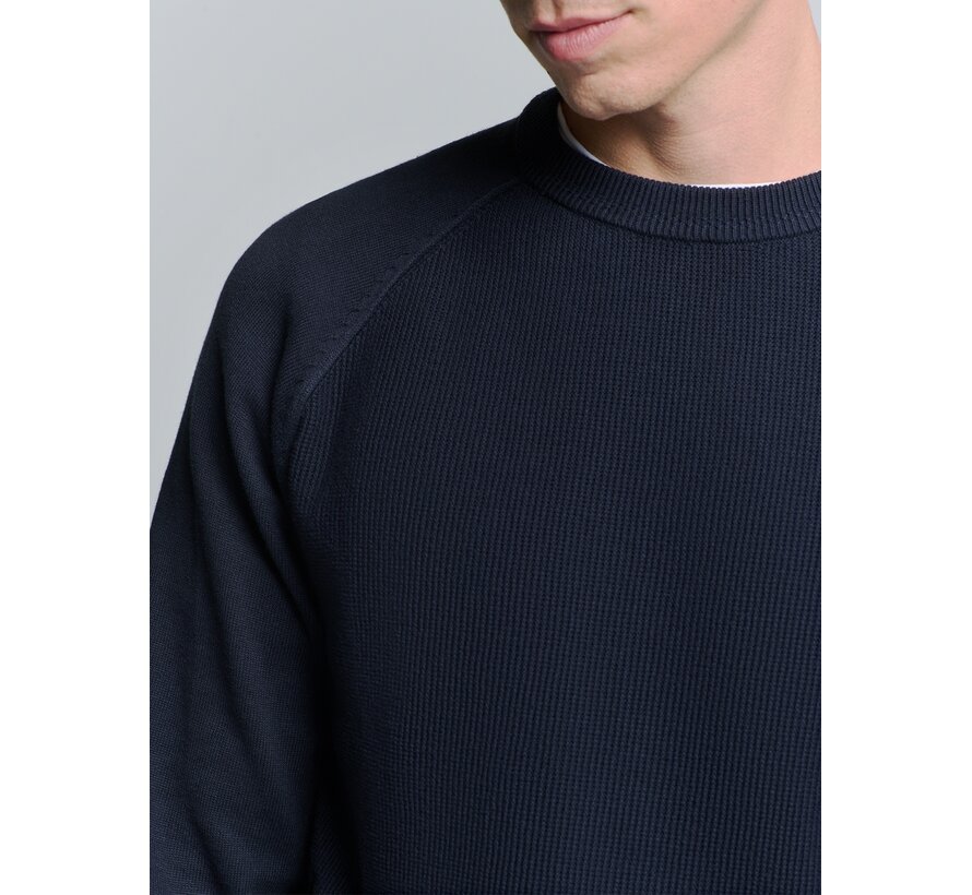 Pullover Crewneck Solid Relief Knit Blueberry (26231104 - 098)