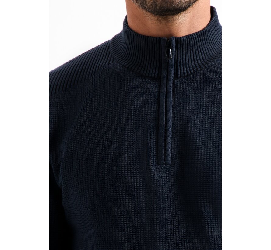 Pullover Half Zip Plated Structure Knit Night (29230813SN - 078)