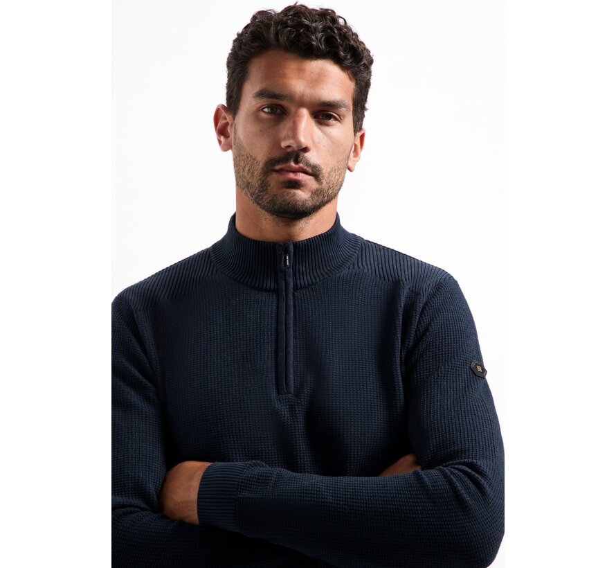 Pullover Half Zip Plated Structure Knit Night (29230813SN - 078)