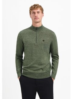 No Excess Pullover Half Zip 2 Coloured Melange Light Moss (29210885SN - 197)