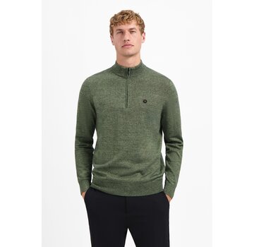No Excess Pullover Half Zip 2 Coloured Melange Light Moss (29210885SN - 197)
