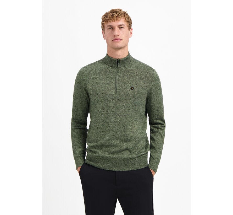 Pullover Half Zip 2 Coloured Melange Light Moss (29210885SN - 197)