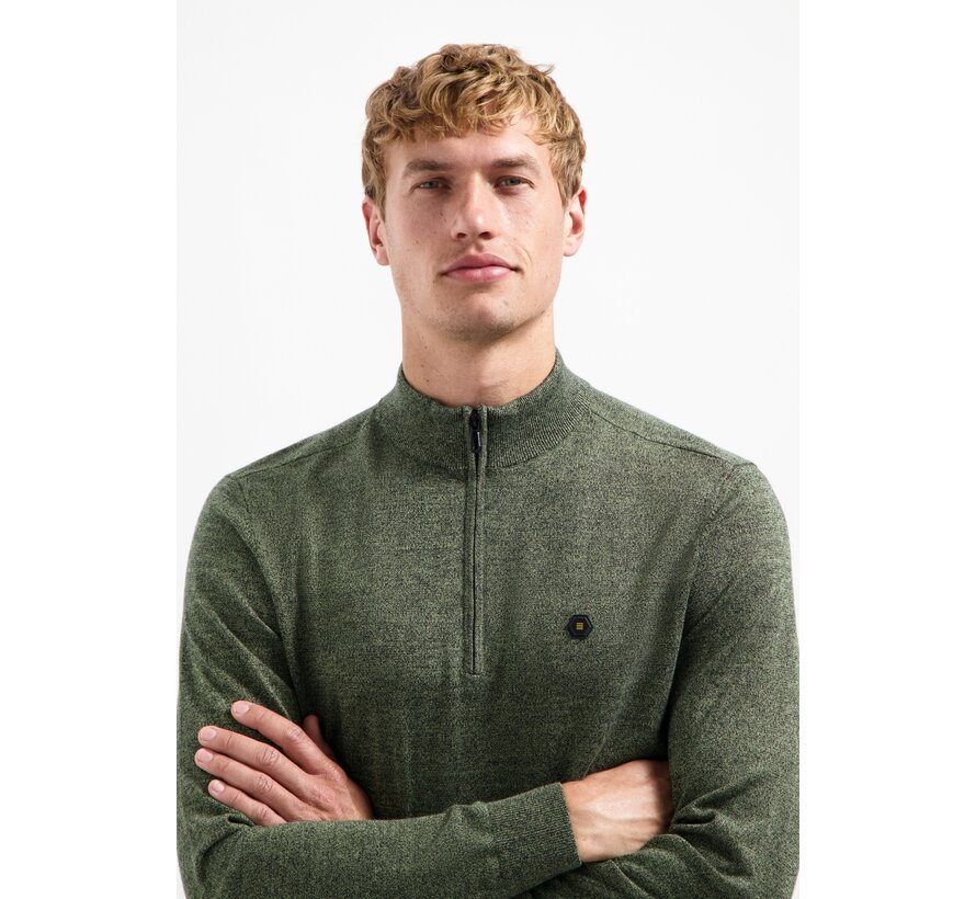 Pullover Half Zip 2 Coloured Melange Light Moss (29210885SN - 197)