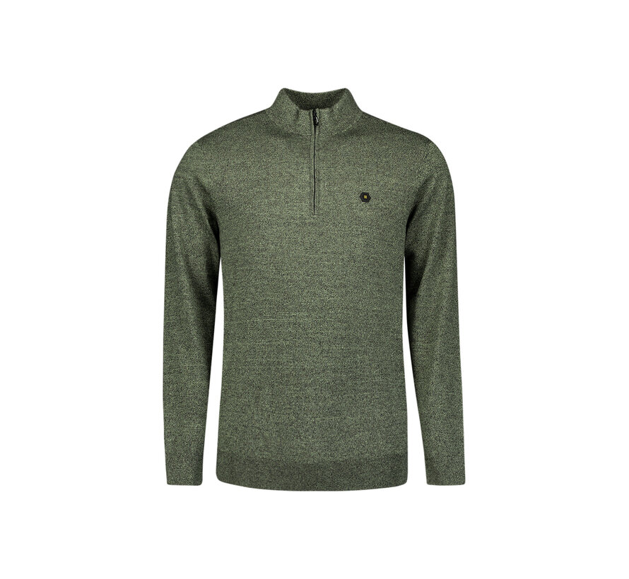Pullover Half Zip 2 Coloured Melange Light Moss (29210885SN - 197)