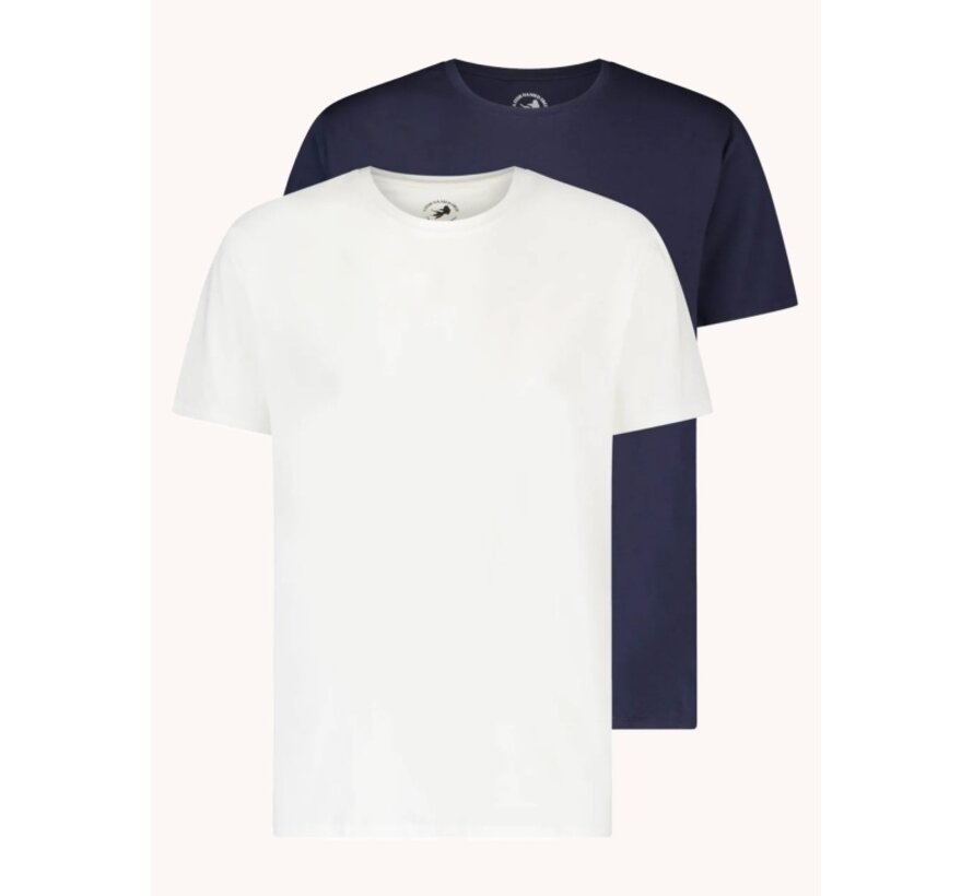 T-shirts Stretch 2 Pack White/Navy (99.4001 - 073)