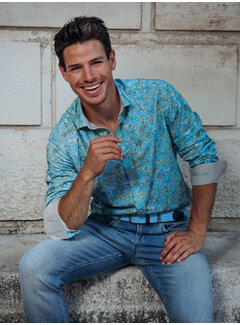 A Fish Named Fred Overhemd Watercolor Lily Light Blue (33.001.610)