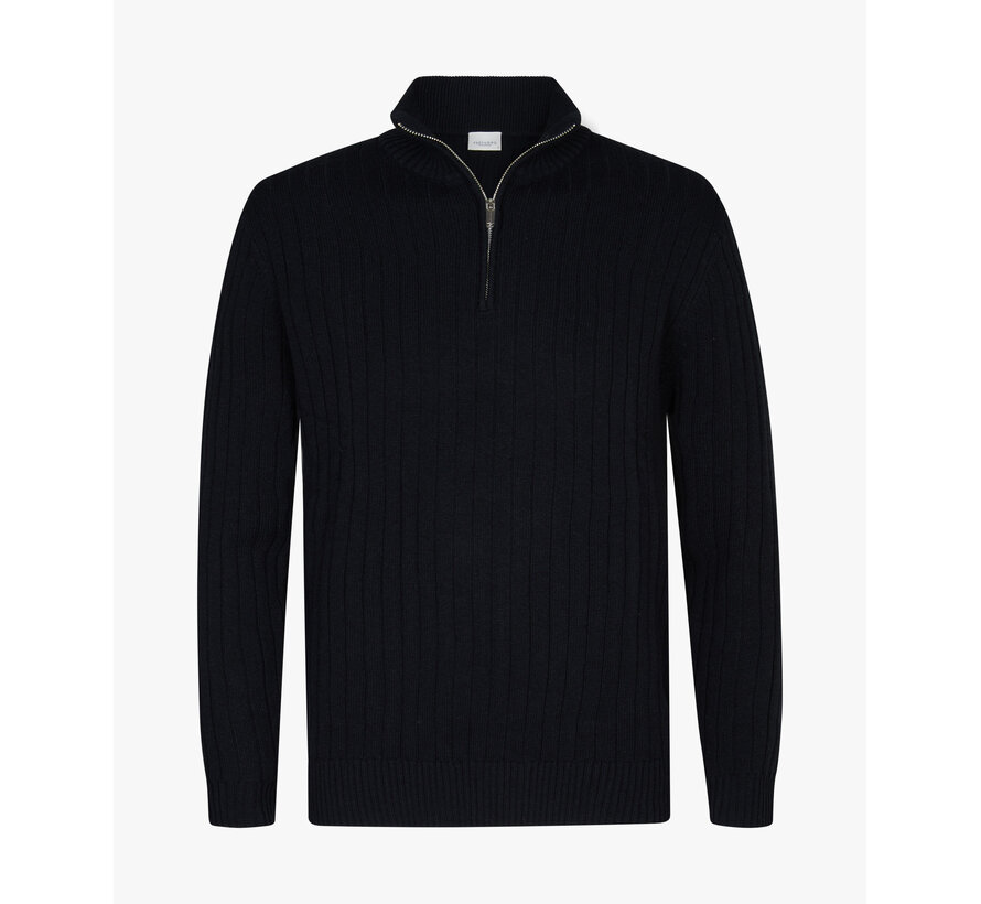 Half Zip Trui Wool Blend Rib Navy (PPWJ30019E)