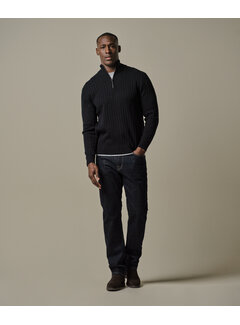 Profuomo Profuomo Half Zip Trui Wool Blend Rib Navy (PPWJ30019E)