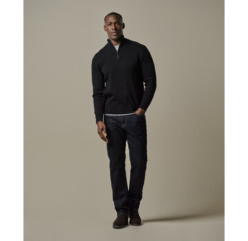 Profuomo Profuomo Half Zip Trui Wool Blend Rib Navy (PPWJ30019E)