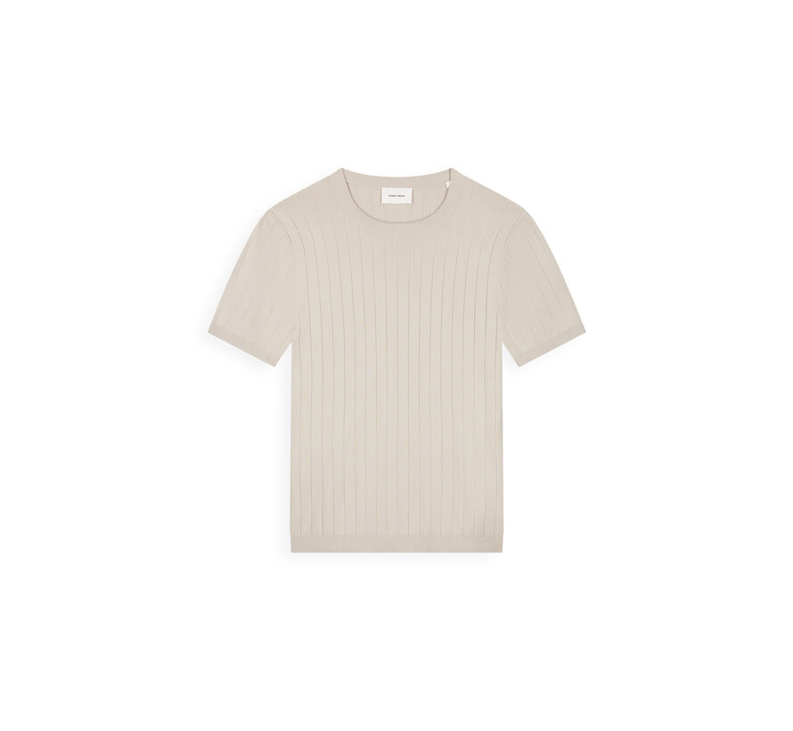 Drop-Needle Knitted T-shirt Sand (26010808 - 46)