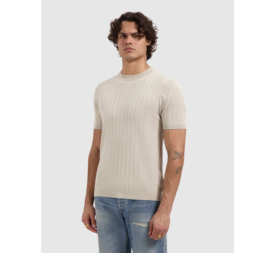 Drop-Needle Knitted T-shirt Sand (26010808 - 46)