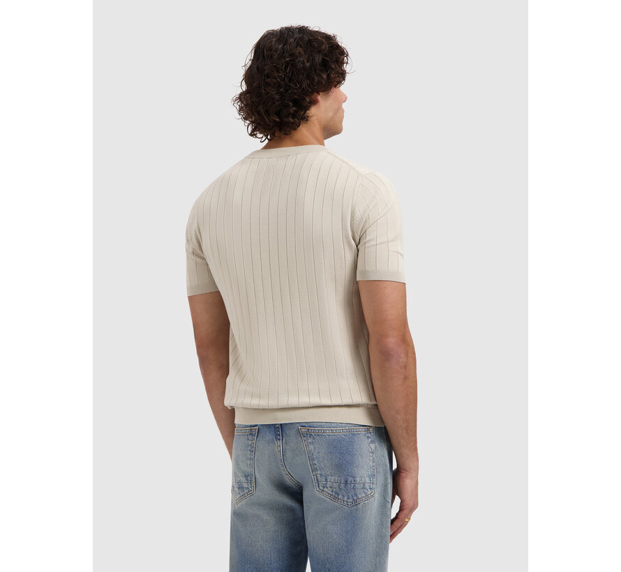 Drop-Needle Knitted T-shirt Sand (26010808 - 46)
