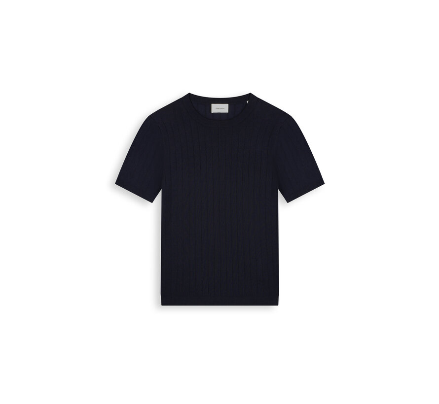 Drop-Needle Knitted T-shirt Navy (26010808 - 57)