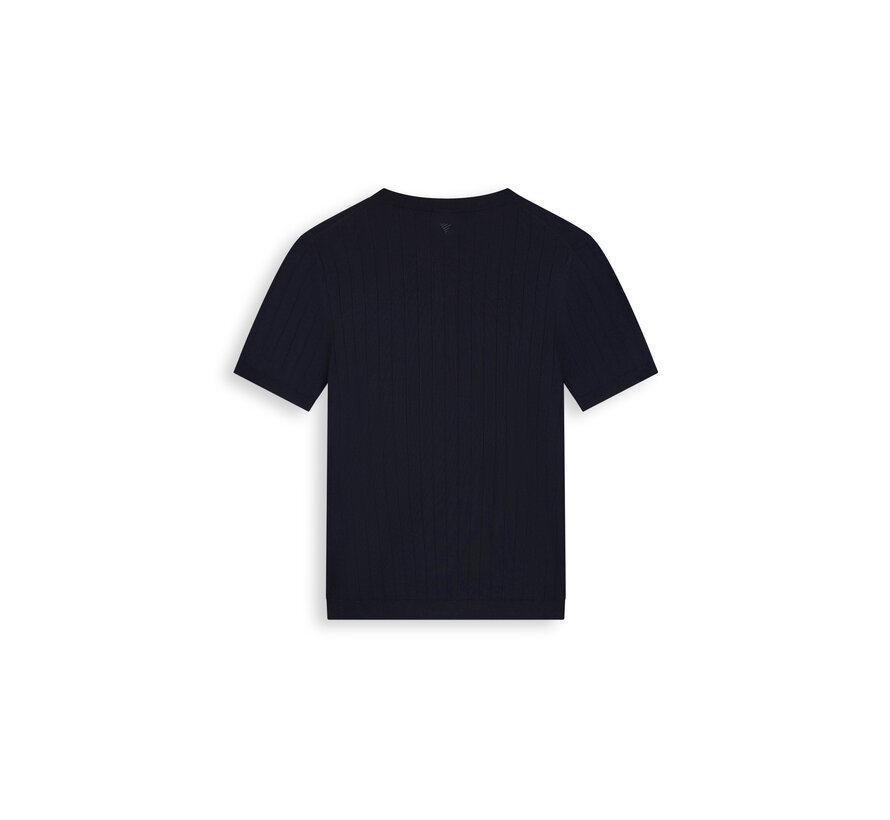 Drop-Needle Knitted T-shirt Navy (26010808 - 57)
