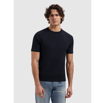 Pure Path Drop-Needle Knitted T-shirt Navy (26010808 - 57)