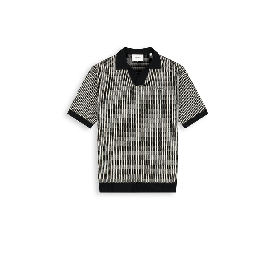 Knitted Polo Ladder Stitch Black (26010807 - 02)