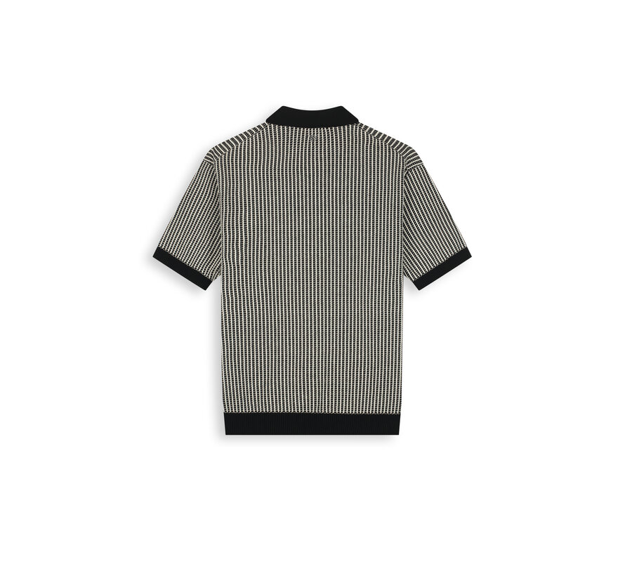 Pure Path Knitted Polo Ladder Stitch Black (26010807 - 02)