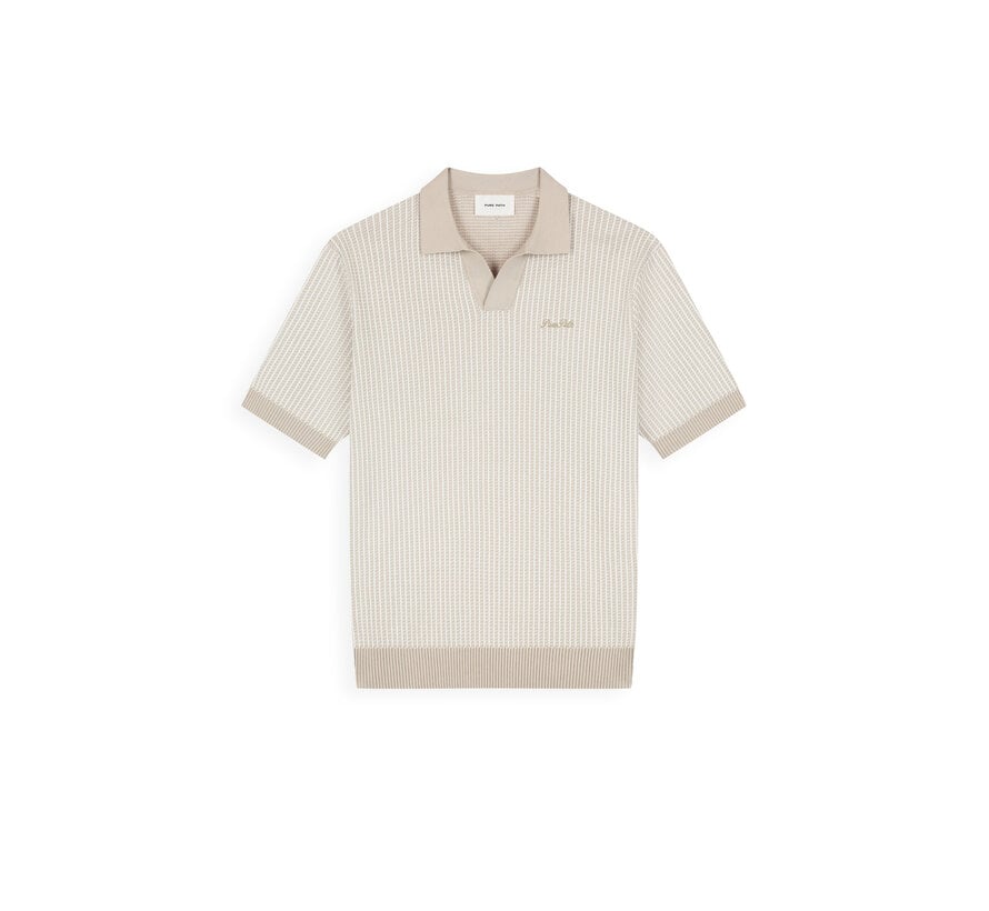 Pure Path Knitted Polo Ladder Stitch Sand (26010807 - 46)