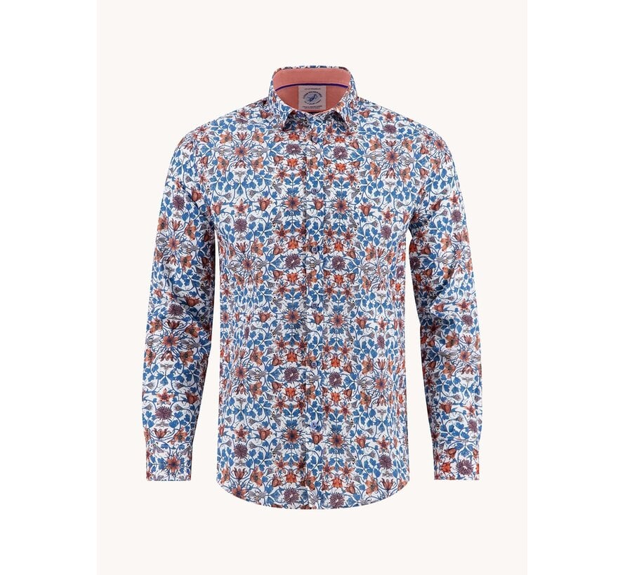 A Fish Named Fred Overhemd Shirt Art Nouveau Cobalt (33.007 - 607)