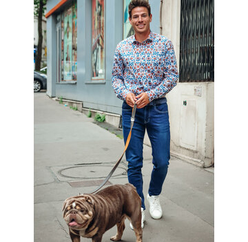 A Fish Named Fred Overhemd Shirt Art Nouveau Cobalt (33.007 - 607)