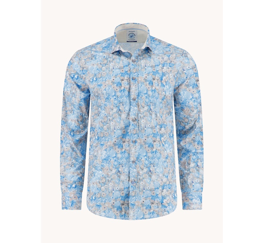 A Fish Named Fred Overhemd Shirt Klimt Flower Light Blue (33.011 - 610)