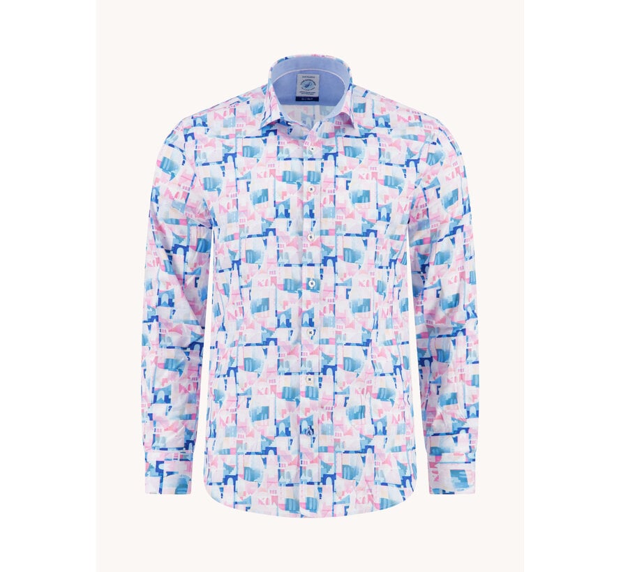 A Fish Named Fred Overhemd Shirt Abstract City Rose Pink (33.014 - 430)