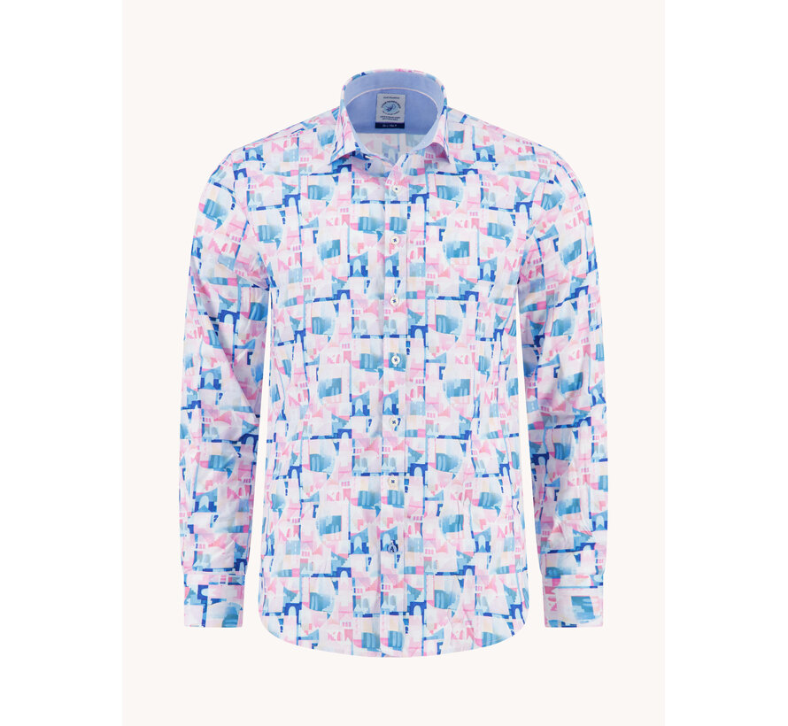 Overhemd Shirt Abstract City Rose Pink (33.014 - 430)
